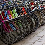 Beautiful view of bicycles in center of Amsterdam
