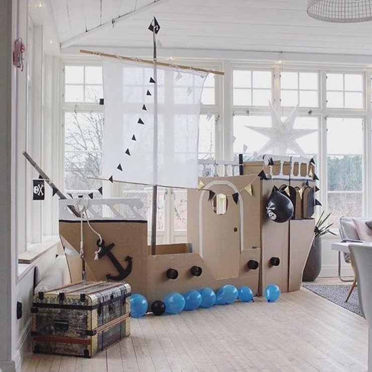 how to build a cardboard pirate ship playhouse