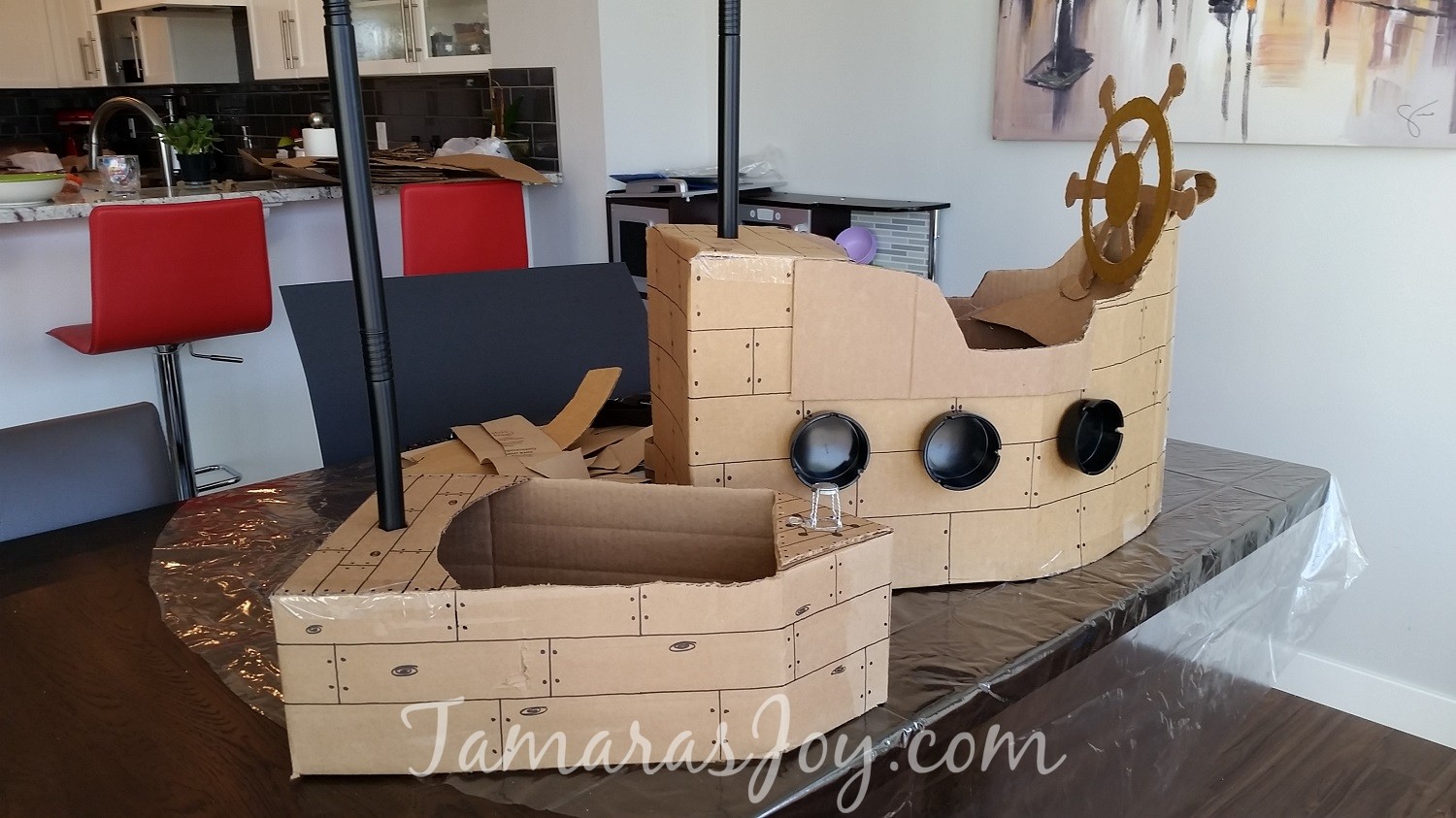 how to build a cardboard pirate ship playhouse